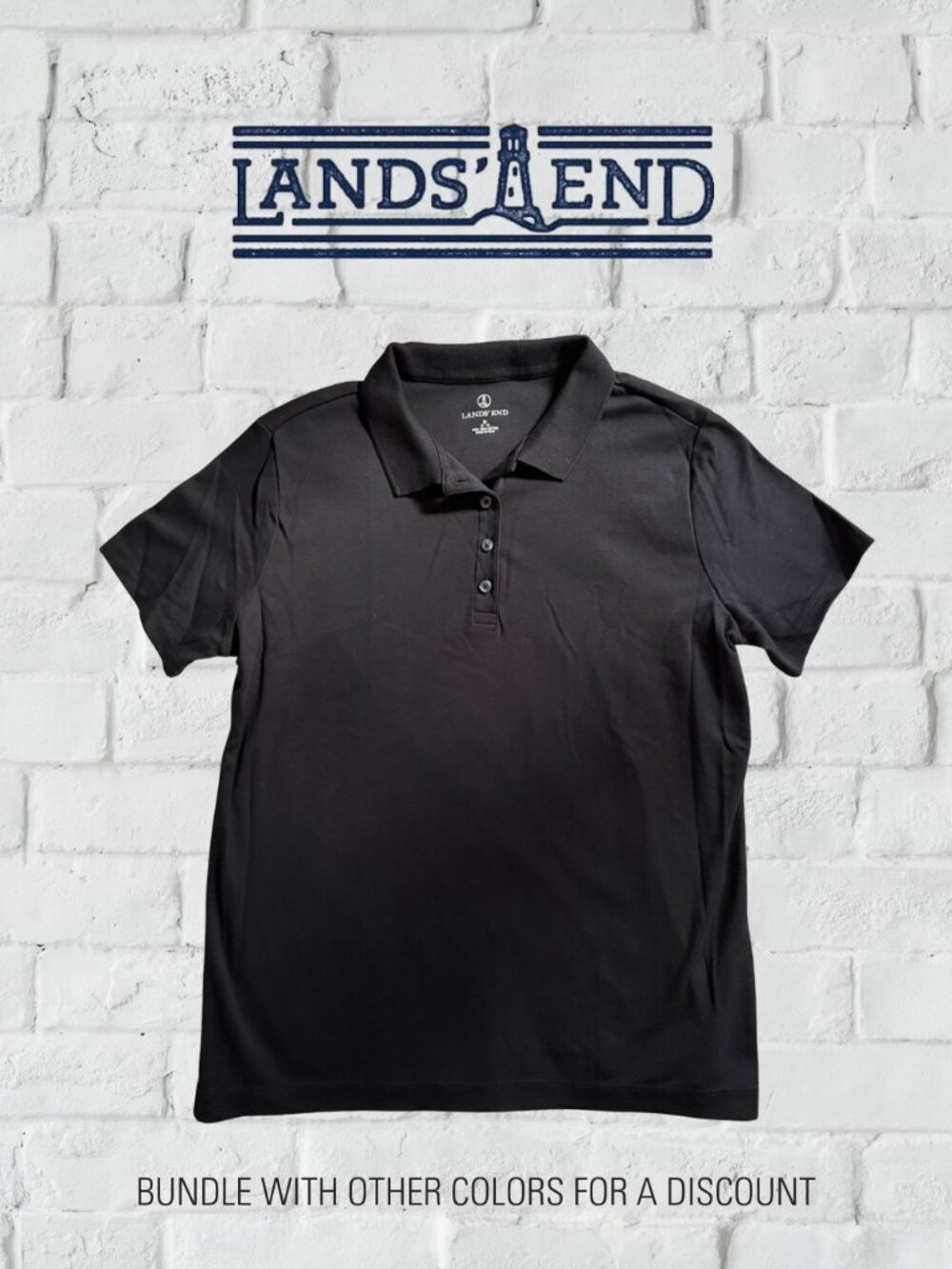 Lands' End | Women's Pima Cotton Polo | Black Size Medium (Like New)